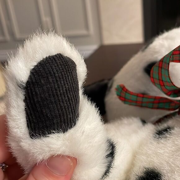 Beautiful Dalmatian Dog Stuffed Animal Corduroy Paw Pads with Red Green Plaid - Picture 9 of 9